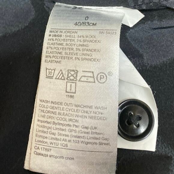 Banana Republic Women's Black Wool Long Sleeve Classic Fit Blazer Coat Jacket 0 - Picture 4 of 4